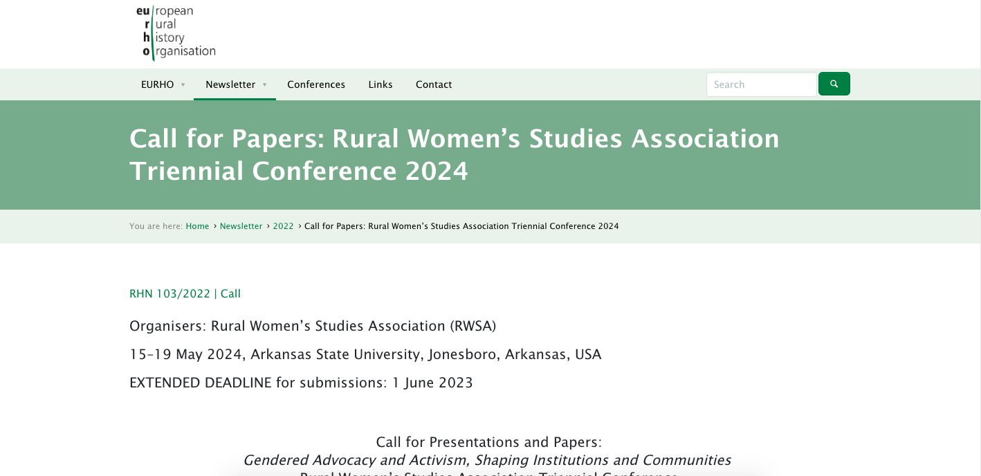 Rural Women’s Studies Association Triennial Conference 2024