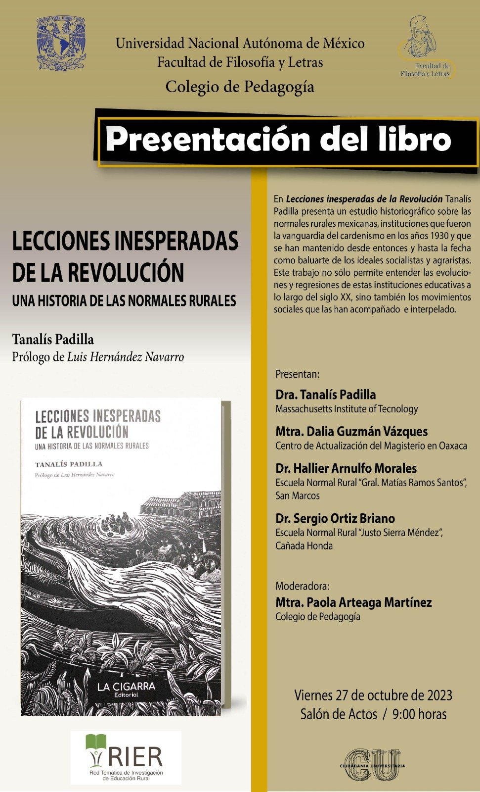 Presentación del libro: Lecciones inesperadas de la Revolución. Una historia de las Normales Rurales